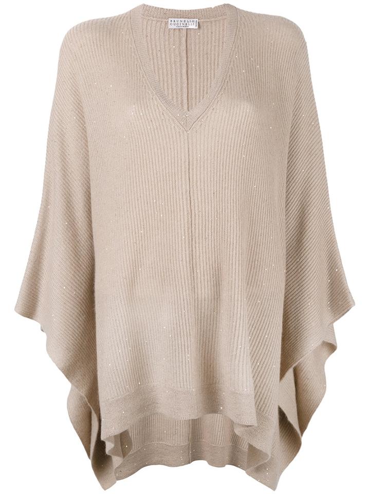 Brunello Cucinelli - Asymmetric Jumper - Women - Silk/polyamide/cashmere/wool - M, Nude/neutrals, Silk/polyamide/cashmere/wool