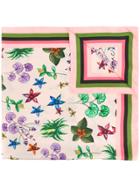 Luisa Cerano Floral Stripe Detail Scarf - Multicolour