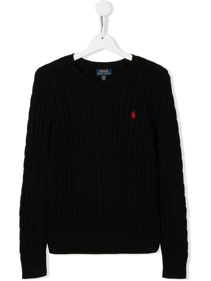 Ralph Lauren Kids Cable Knit Colour Block Jumper - Black