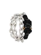 1017 Alyx 9sm Chain And Leather Bracelet - Silver