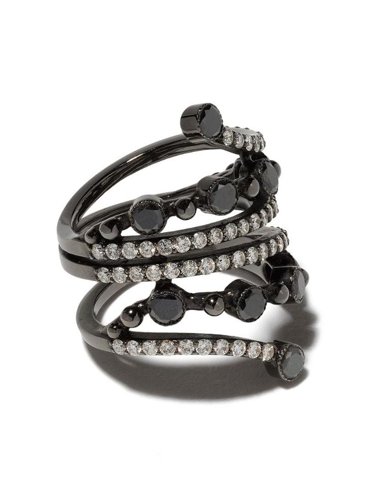 Colette 18kt Black Gold Diamond Wrap Ring