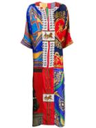 Rianna + Nina Spllit-neck Kaftan Dress - Red