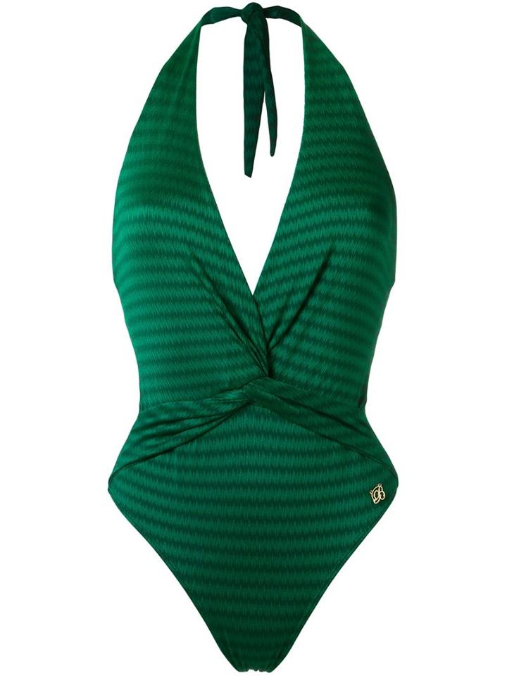 Brigitte V-neck Swimsuit, Women's, Size: G, Green, Elastodiene/polyamide