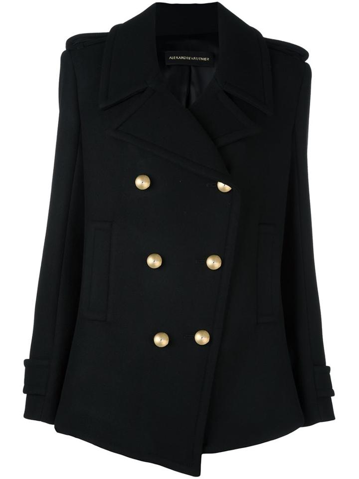 Alexandre Vauthier Double Breasted Coat, Women's, Size: Small, Black, Polyamide/polyester/viscose/wool