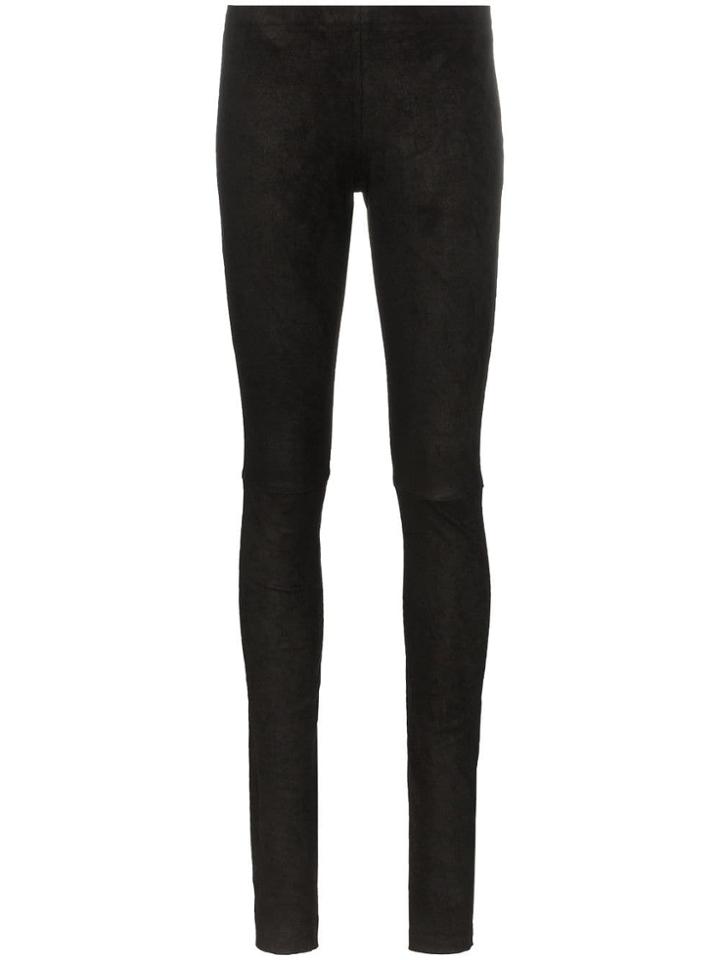 Poiret Mid Rise Stretch Leather Trousers - Black