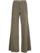 Nili Lotan Flared Cargo Trousers, Women's, Size: 4, Green, Cotton/linen/flax