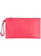 Furla Grained Clutch Bag, Women's, Red, Calf Leather