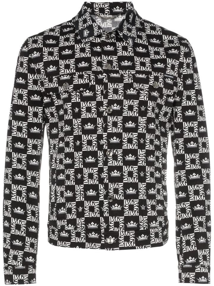 Dolce & Gabbana Logo-checked Denim Jacket - Black