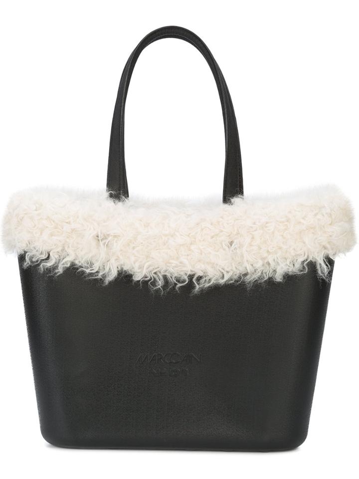Marc Cain Faux Fur Trimmed Tote - Black