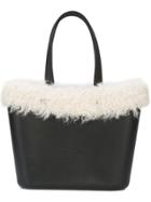 Marc Cain Faux Fur Trimmed Tote - Black