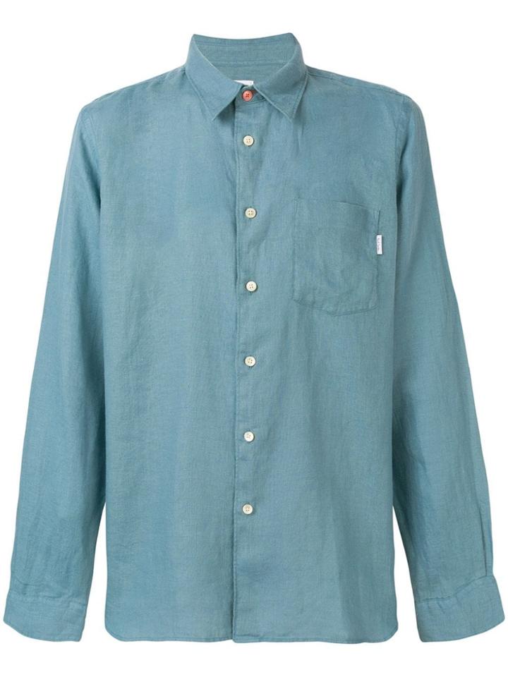Ps Paul Smith Contrast Button Shirt - Blue