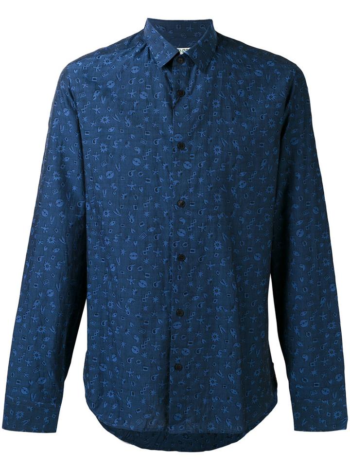 Kenzo Printed Shirt, Men's, Size: 41, Blue, Cotton