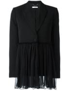 Givenchy Gathered Detail Blazer, Women's, Size: 34, Black, Silk/acetate/wool/silk