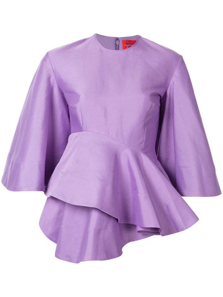 Solace London Akello Tiered Peplum Top - Purple