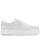 Kennel & Schmenger Floral Appliqué Platform Sneakers - White