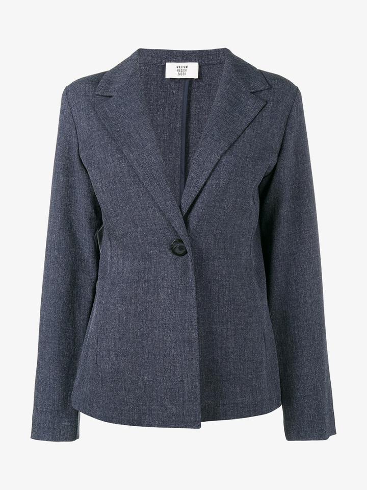 Maryam Nassir Zadeh Single Button Blazer, Women's, Size: 6, Blue, Polyester/polyurethane