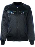 Steve J & Yoni P Embroidered Quilted Bomber Jacket, Women's, Size: Xs, Black, Polyester/spandex/elastane