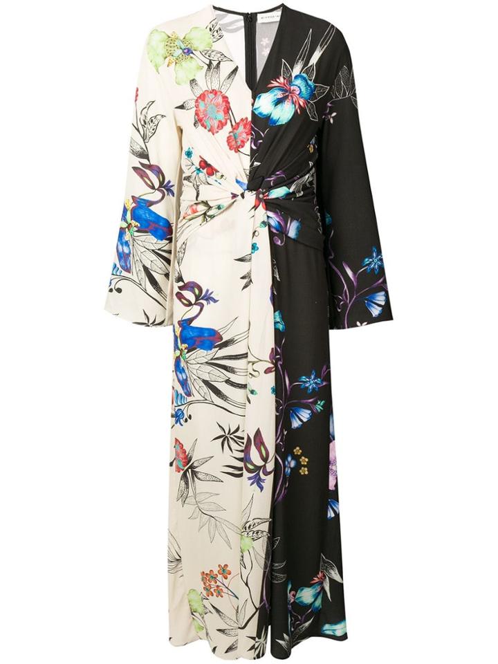 Etro Floral Print Panelled Maxi Dress - Black