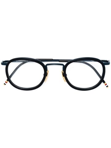 Thom Browne Eyewear Navy & 18k Gold Glasses With Clip-on Sun Lens -