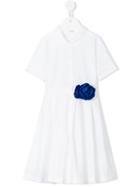 Il Gufo - Floral Detail Shirt Dress - Kids - Cotton/spandex/elastane - 4 Yrs, White