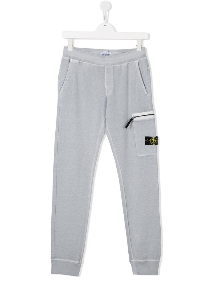 Stone Island Kids Zipped Pocket Sweatpants, Girl's, Size: 14 Yrs, Grey