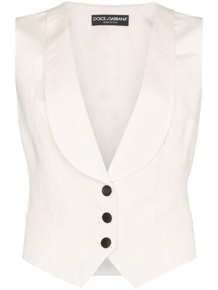 Dolce & Gabbana Shawl Lapel Button-up Waistcoat - White