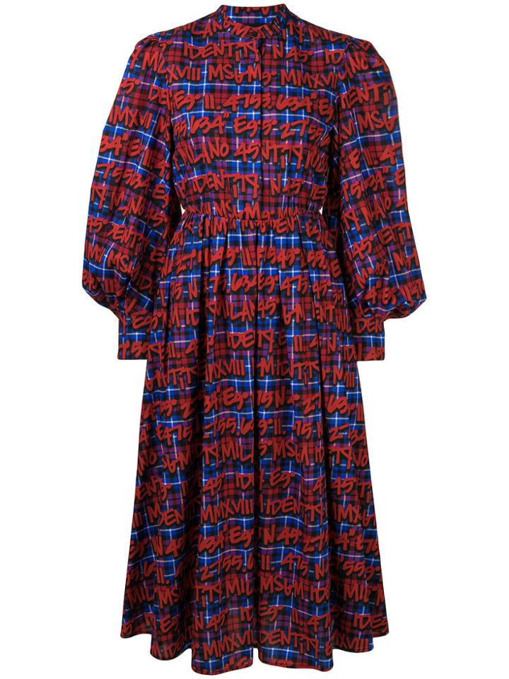 Msgm Printed Checked Dress - Red