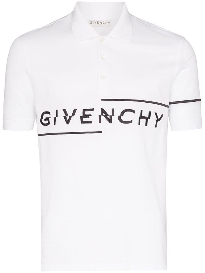 Givenchy Split Logo Cotton Polo Shirt - White