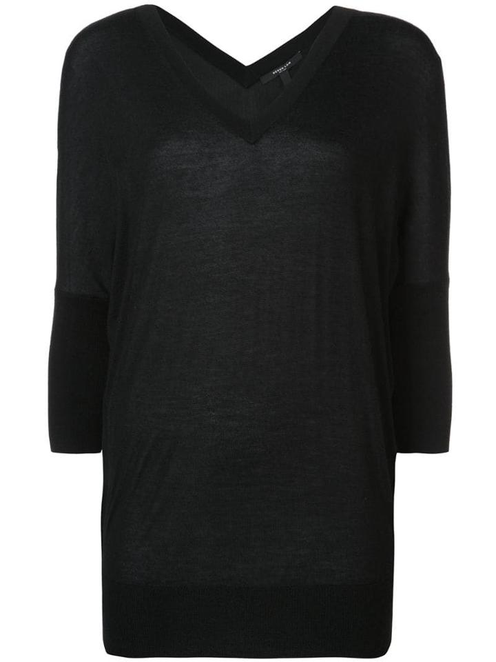 Derek Lam Mara Batwing With Tonal Silk Back - Black