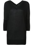 Derek Lam Mara Batwing With Tonal Silk Back - Black