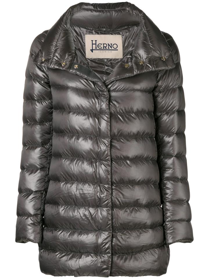 Herno Funnel-neck Padded Coat - Grey