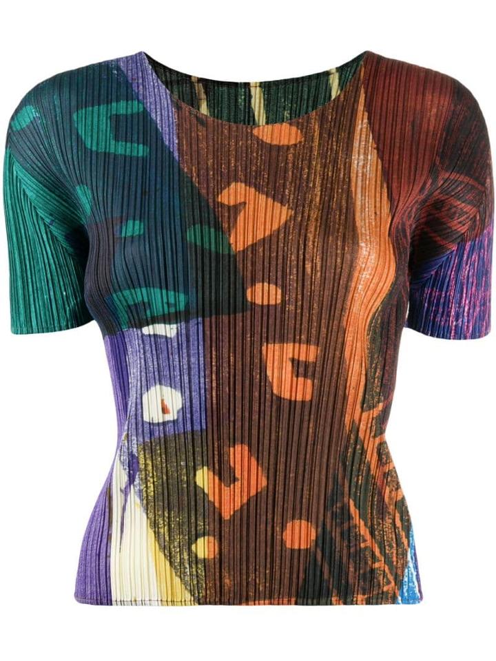 Pleats Please By Issey Miyake Abstract Patterned T-shirt - Green