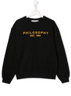 Philosophy Di Lorenzo Serafini Kids Logo Printed Sweatshirt - Black