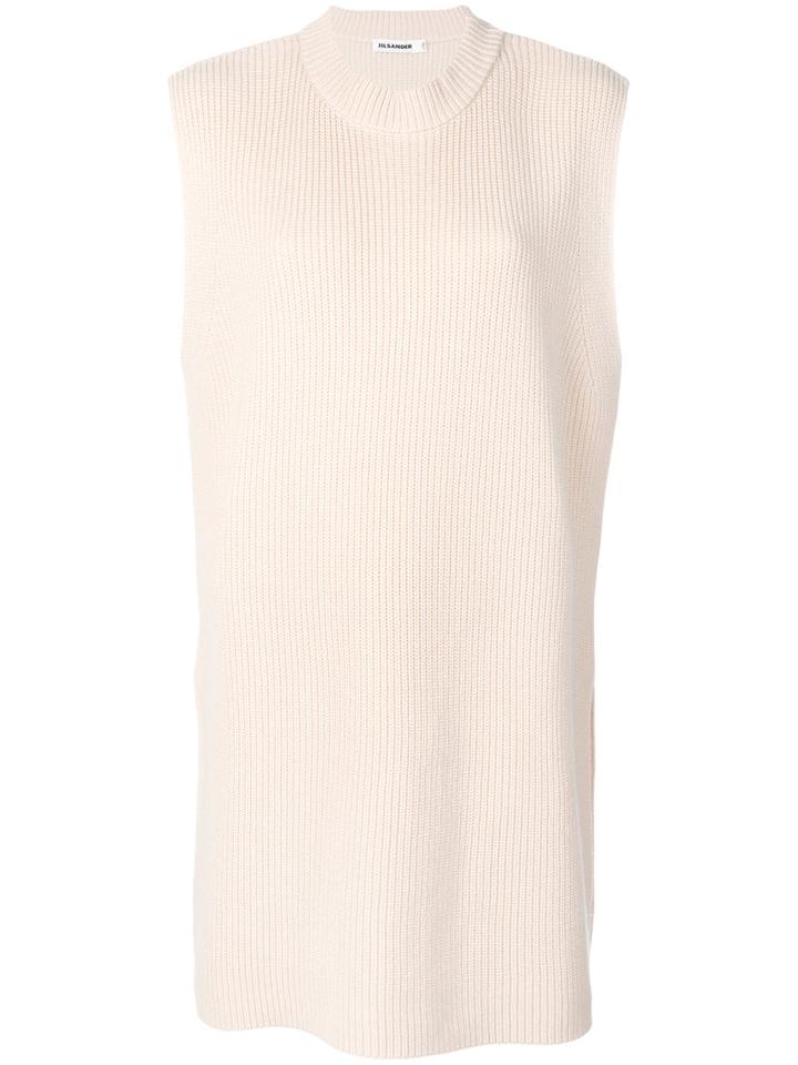 Jil Sander - Knitted Sleeveless Sweater - Women - Silk/cotton/cashmere - M, Nude/neutrals, Silk/cotton/cashmere