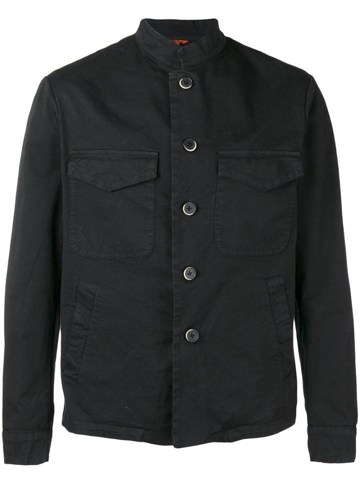 Barena Button-down Jacket, Men's, Size: 48, Black, Cotton/spandex/elastane