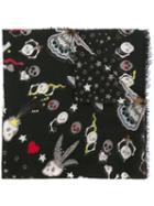 Alexander Mcqueen - Printed Scarf - Women - Silk/modal - One Size, Black, Silk/modal