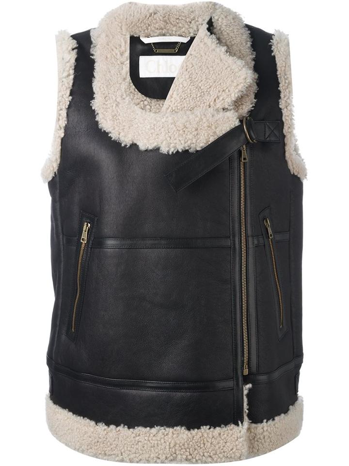 Chloé Shearling Gilet, Women's, Size: 38, Black, Sheep Skin/shearling/lamb Skin