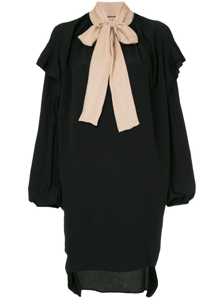 Nº21 Pussy-bow Ruffled Dress - Black