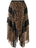 Sacai Pleated Leopard Print Skirt - Brown