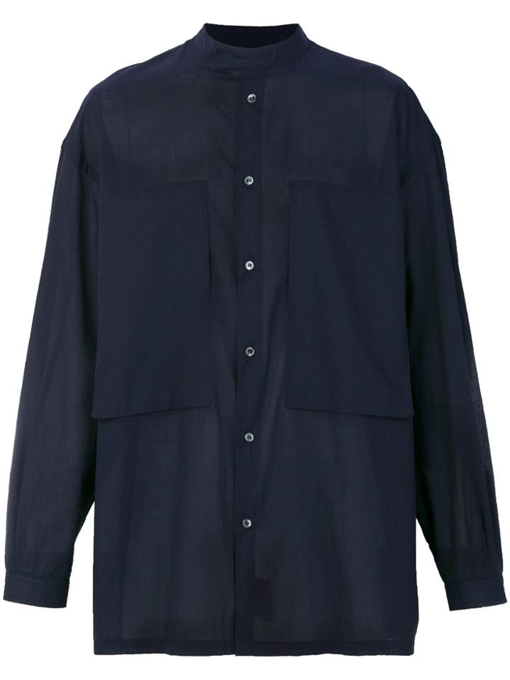 E. Tautz Mandarin Collar Lineman Shirt - Blue