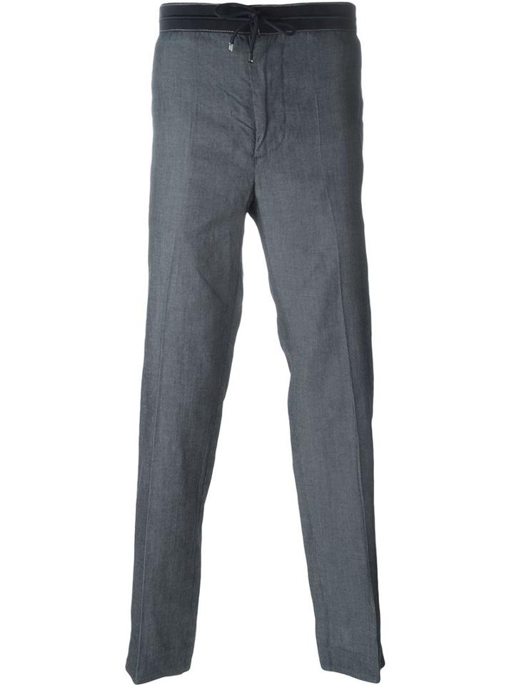 Emporio Armani Loose Fit Drawstring Trousers, Men's, Size: 52, Blue, Lyocell/cotton