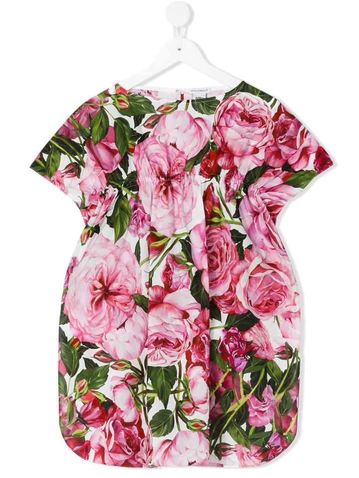Dolce & Gabbana Kids - Floral Print Dress - Kids - Cotton - 4 Yrs, Pink/purple
