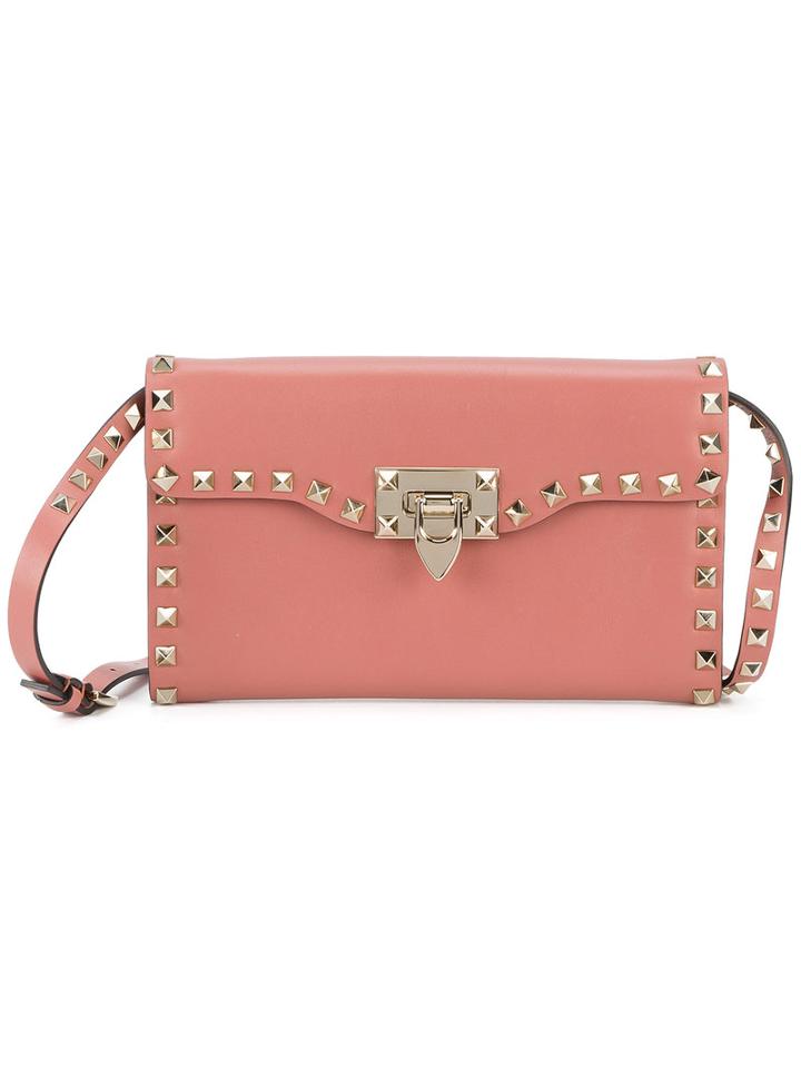 Valentino - Valentino Garavani Rockstud Shoulder Bag - Women - Leather/metal - One Size, Women's, Pink/purple, Leather/metal