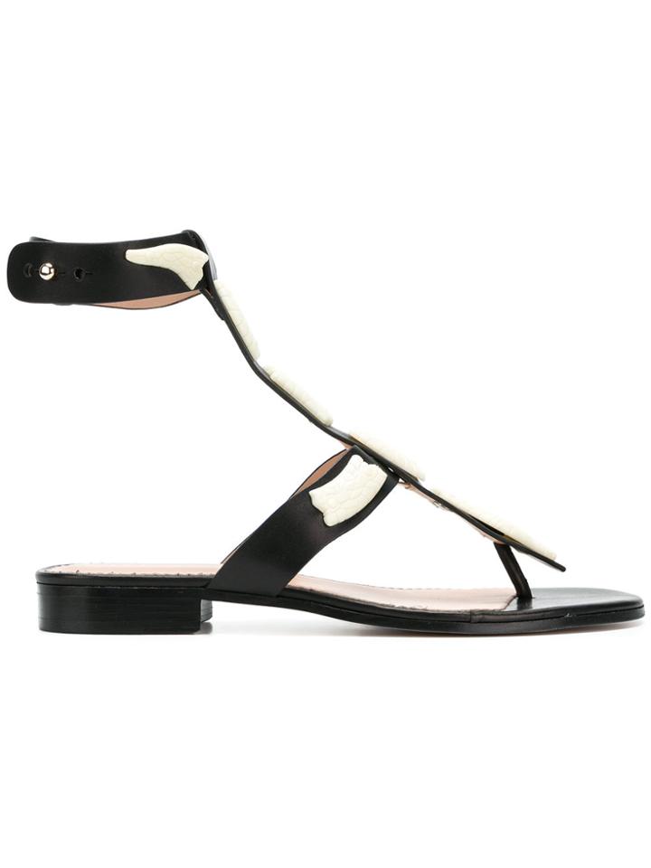 Red Valentino Sin Flat Sandals - Black