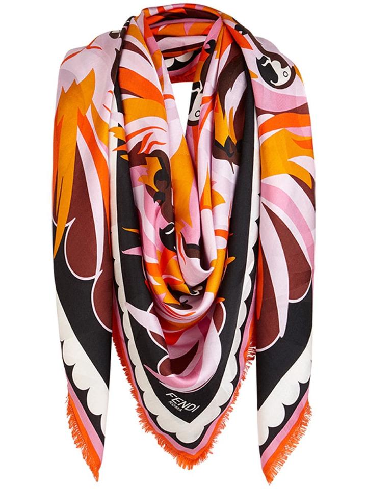 Fendi Parrot Print Scarf - Orange
