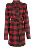 Unravel Project Plaid Belted Coat - Red