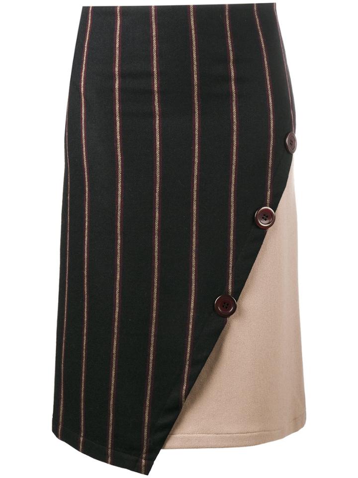 Jour/né Stripe Straight Asymmetric Skirt - Black