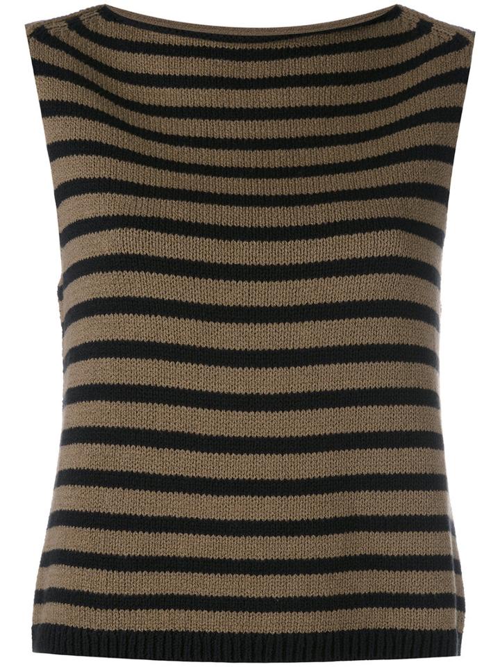 Vince - Striped Top - Women - Cotton/polyamide - Xs, Green, Cotton/polyamide
