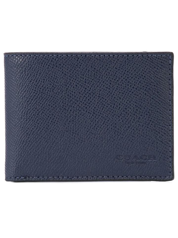 Coach Slim Billfold In Crossgrain - Blue