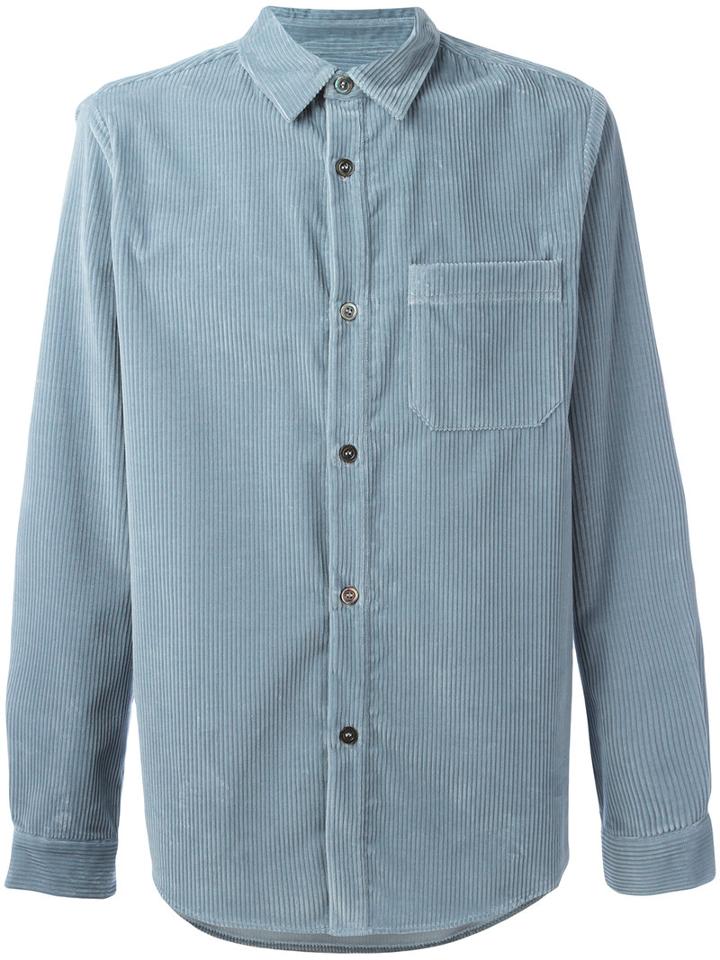 A.p.c. - Corduroy Buttoned Shirt - Men - Cotton - M, Grey, Cotton